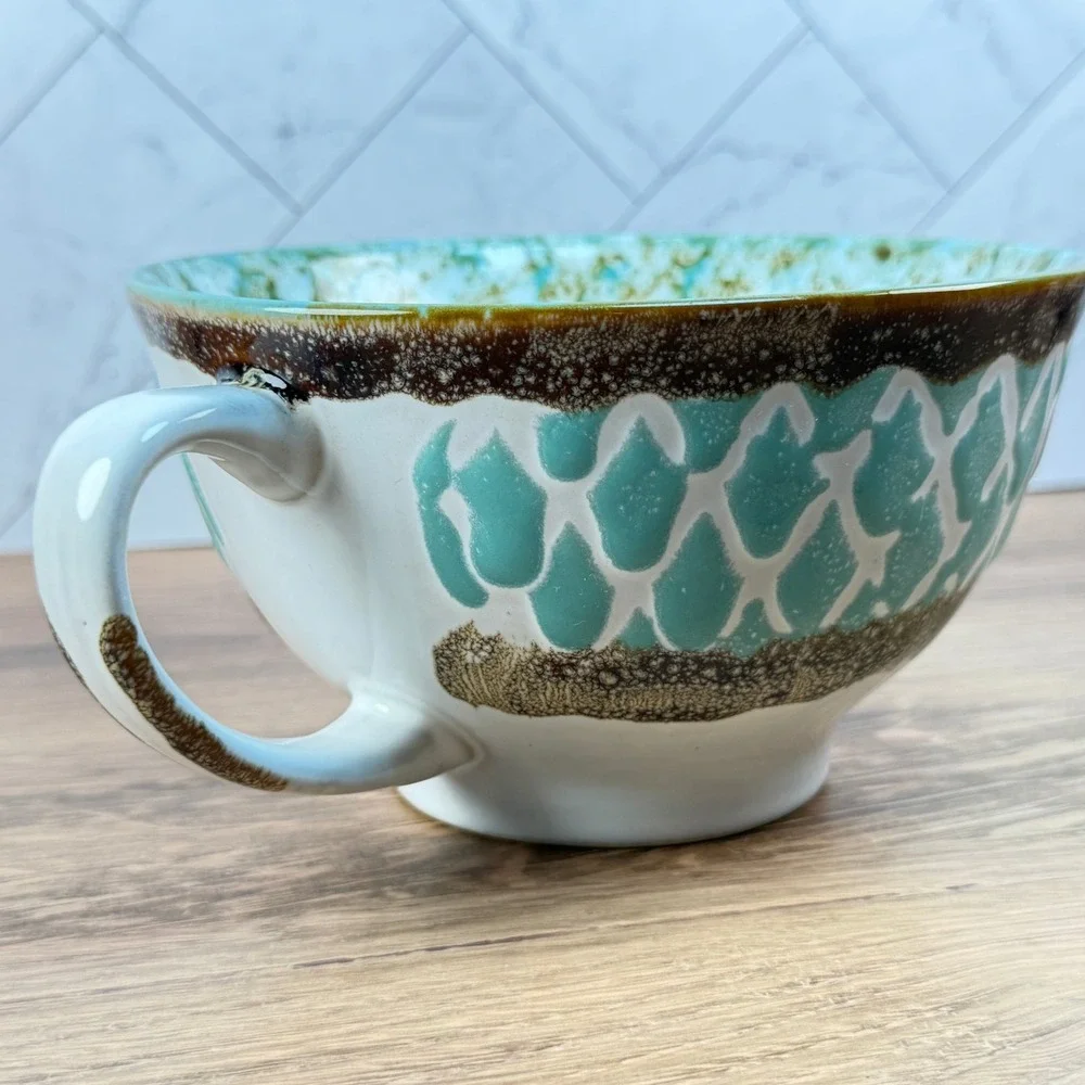 Meritage Otis Teal 27 oz Stoneware Soup Bowl w Handle / 1 Replacement Piece